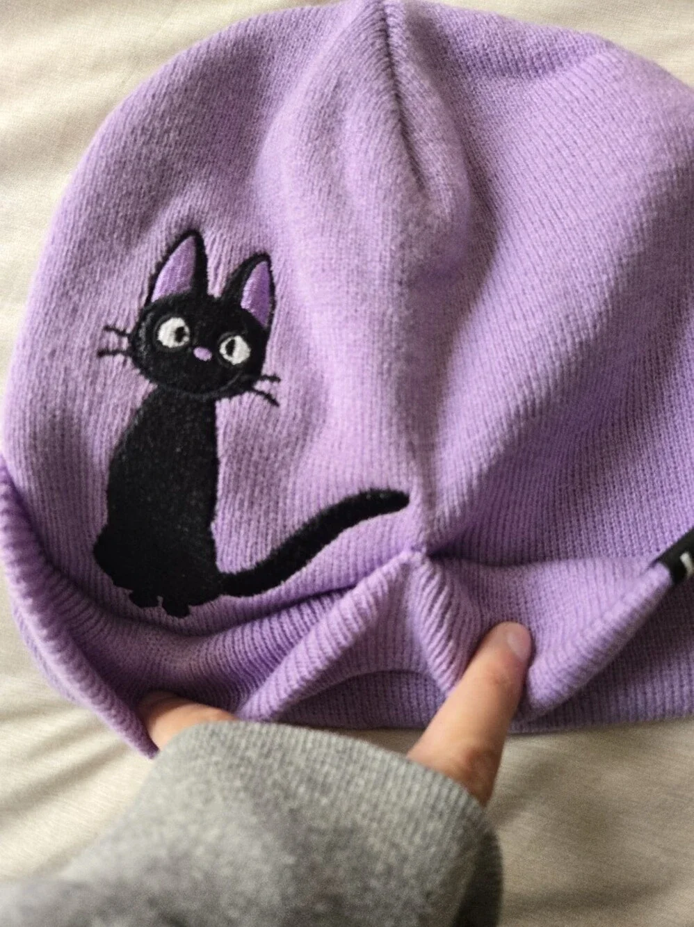 NWOT Lavender Kiki's Delivery Service Knit Beanie With Embroidery